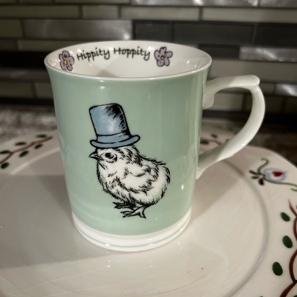 Easter Chick Coffee/Tea Mug, Chicken, Porcelain, White/Mint Green, Porcelain